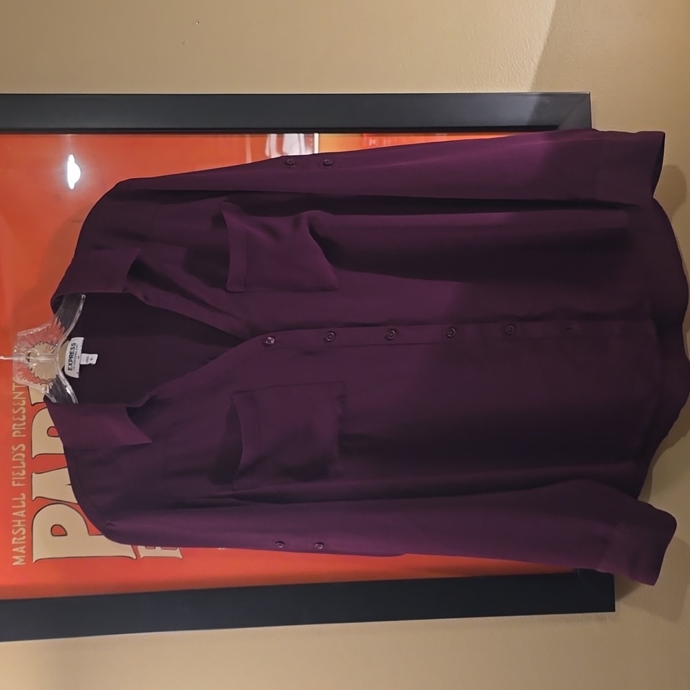 Express Portofino Shirt in Dark Burgundy Size Large
